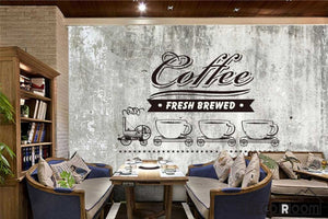 Black Wall Drawing Coffee Fresh Brewed Restaurant Art Wall Murals Wallpaper Decals Prints Decor IDCWP-JB-001263