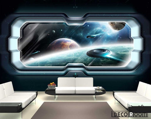 Image of View Space Planets Living Room Art Wall Murals Wallpaper Decals Prints Decor IDCWP-JB-001273