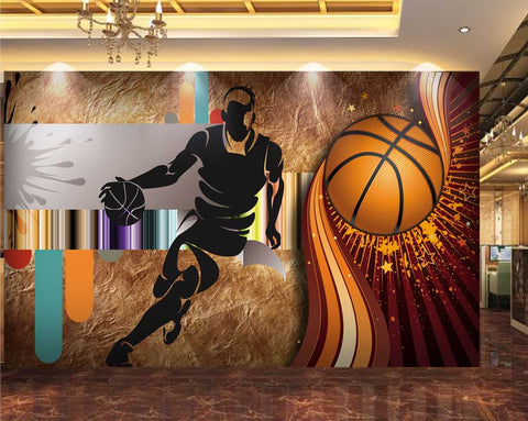 Image of 3D Basketball Sports Wall Paper Gym Decals ArtPrint Decor Wallpaper IDCWP-MX-000096