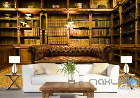 Image of 3D Retro Sofa Bookcase Libary Wall Paper Mural Art Print Decals Office Decor IDCWP-SJ-000002