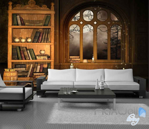 Image of 3D Fog Windows Bookcase Wall Paper Mural Art Print Decals Office Decor IDCWP-SJ-000011