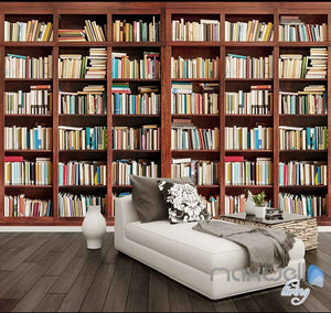3D Tall Bookshelf Books Display Wall Paper Mural Art Print Decals Office Decor  IDCWP-SJ-000014