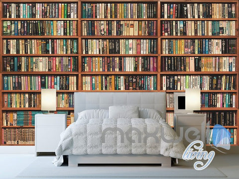 Image of 3D Full Books Bookshelf Book case Wall Paper Mural Art Print Decals Office Decor IDCWP-SJ-000015