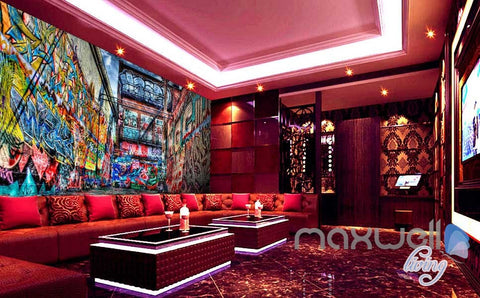 Image of 3D Graffiti Building Wall Paper Murals Art Print Decals Decor IDCWP-TY-000005