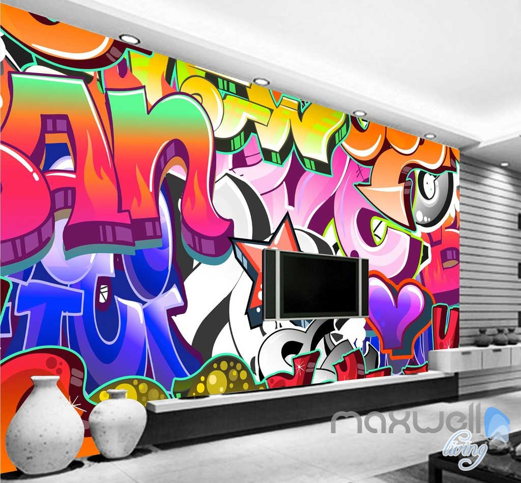 3D Graffiti Letters Star Wall Murals Paper Art Print Decals Decor IDCWP-TY-000007