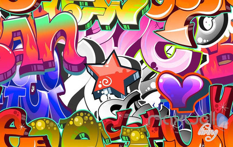 Image of 3D Graffiti Letters Star Wall Murals Paper Art Print Decals Decor IDCWP-TY-000007