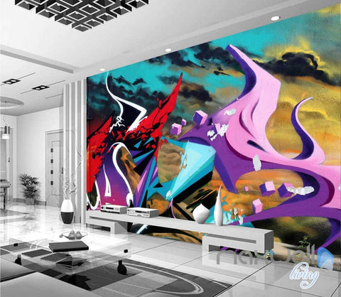 Image of 3D Graffiti Abstract Fire Wall Murals Paper Art Print Decals Decor IDCWP-TY-000010