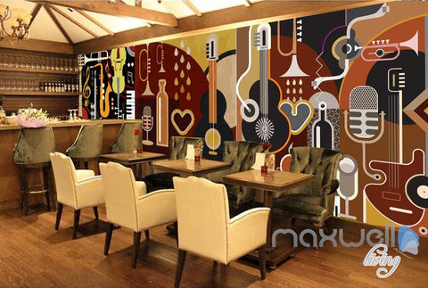 Image of 3D Music Instruments Volin Wall Mural Paper Art Print Decals Decor IDCWP-TY-000019