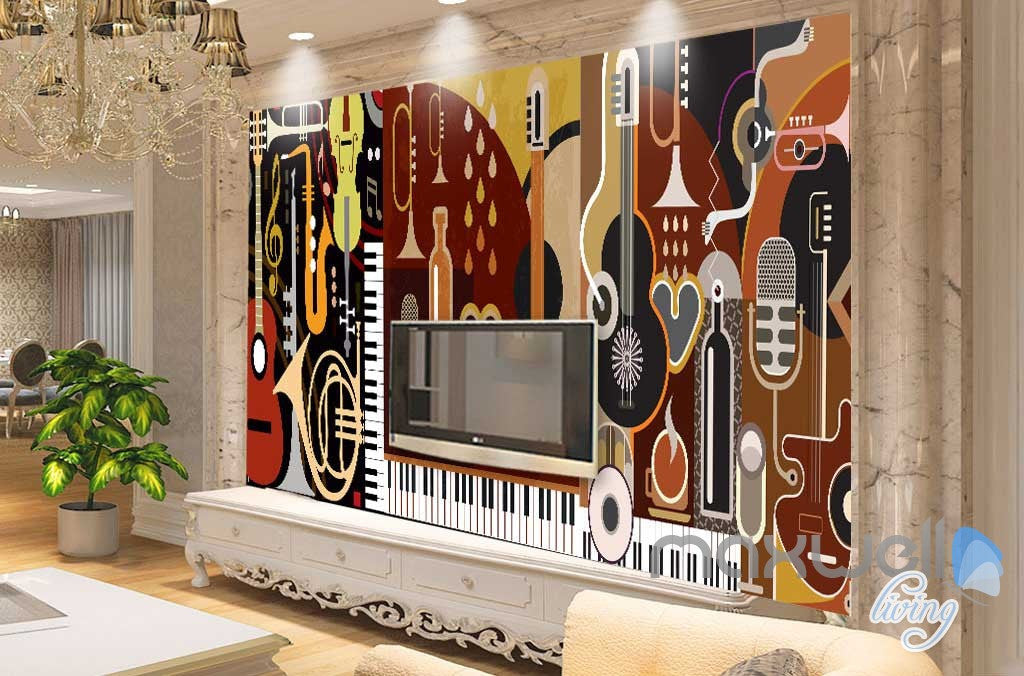 3D Music Instruments Volin Wall Mural Paper Art Print Decals Decor IDCWP-TY-000019