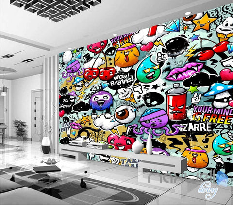 Image of 3D Cartoon Cherry Wall Art Mural Paper Print Decals Decor IDCWP-TY-000023