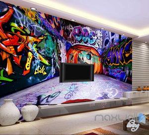 3D Graffiti Pumpkin Jack Halloween Wall Mural Paper Art Print Decals Decor  IDCWP-TY-000025