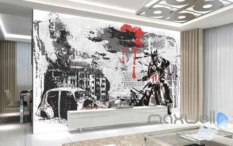 Image of Black White Red Urban Motorbike Wall Mural Paper Art Print Decals Decor IDCWP-TY-000026