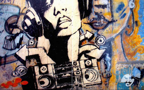 Image of Retro Art Graffiti DJ Wall Murals Paper Art Print Decals Decor Wallpaper IDCWP-TY-000031