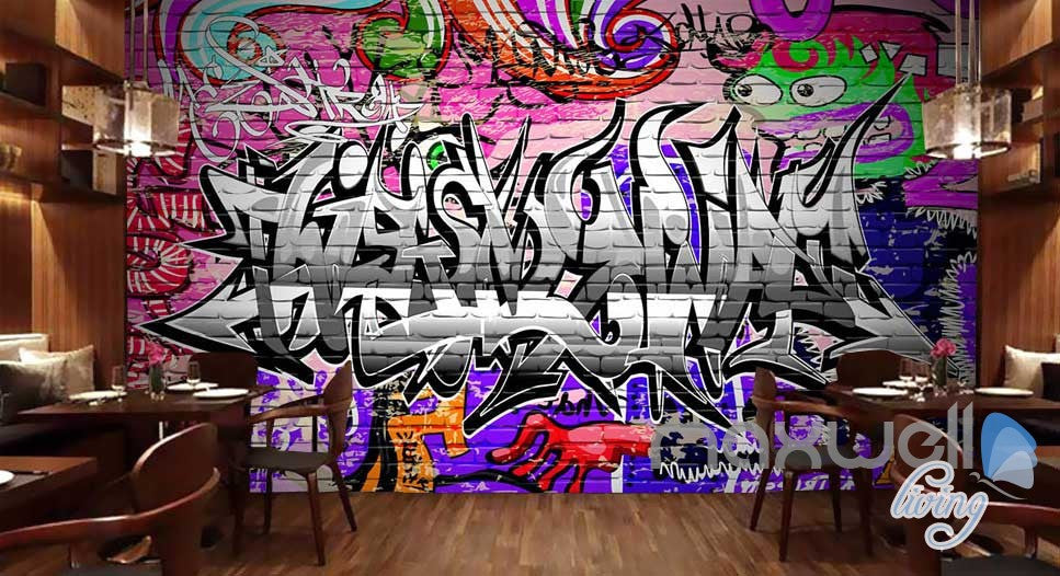 3D Graffiti Word Brick Wall Murals Paper Art Print Decals Decor Wallpaper IDCWP-TY-000035