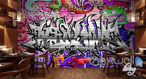 Image of 3D Graffiti Word Brick Wall Murals Paper Art Print Decals Decor Wallpaper IDCWP-TY-000035