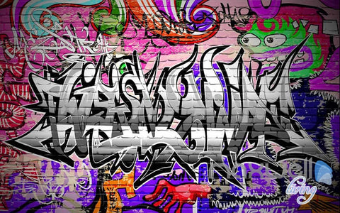 Image of 3D Graffiti Word Brick Wall Murals Paper Art Print Decals Decor Wallpaper IDCWP-TY-000035