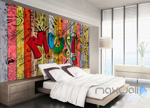 Image of 3D Graffiti Music Color Board Wall Murals Paper Art Print Decals Decor Wallpaper IDCWP-TY-000036