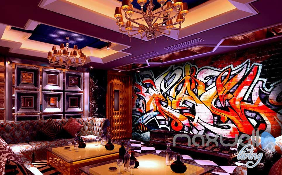 3D Graffiti Brick Wall Art Murals Print Decals Decor Pub Bar Wallpaper IDCWP-TY-000038