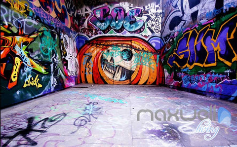 Image of 3D Graffiti Backstreet Pumpkin Head Wall Mural Paper Art Print Pub Bar Decals IDCWP-TY-000040