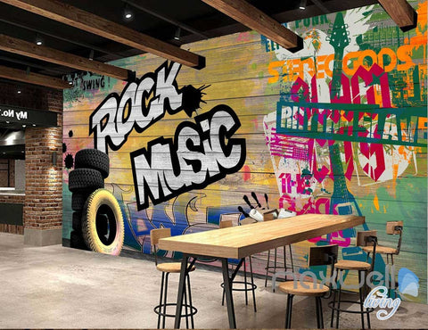 Image of 3D Graffiti Board Rock Music Wall Mural Paper Art Print Decals Decor Wallpaper IDCWP-TY-000042