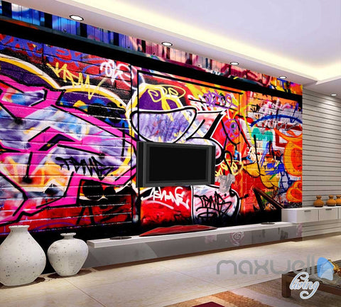 Image of 3D Graffiti Back Door Wall Murals Paper Art Print Decals Decor Wallpaper IDCWP-TY-000046