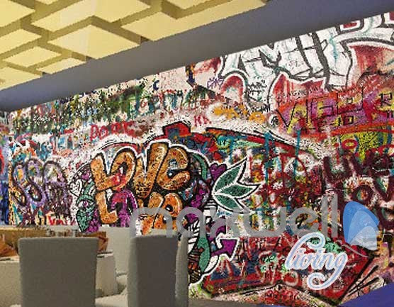 3D Graffiti Door Love Wall Murals Paper Print Decals Decor Wallpaper IDCWP-TY-000050