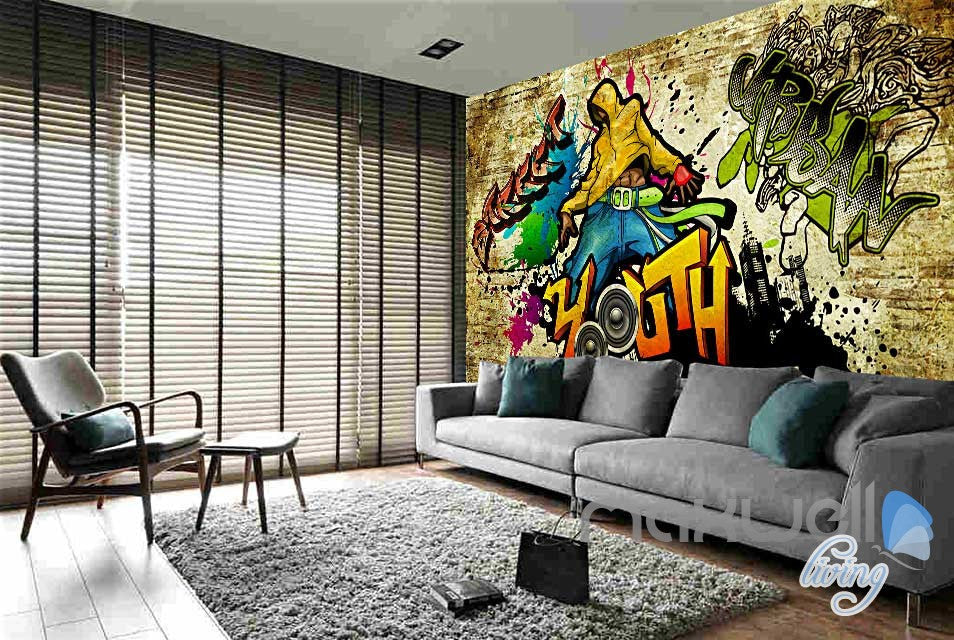 3D Graffiti Party Time Wall Paper Murals Print Decals Decor Wallpaper IDCWP-TY-000056