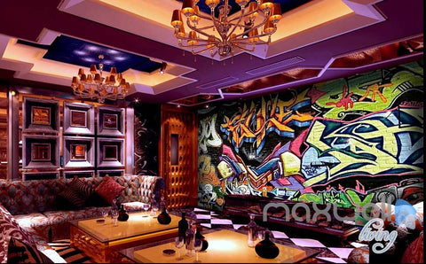 Image of 3D Graffiti Letter Art Wall Paper Murals Print Decals Decor Wallpaper IDCWP-TY-000059