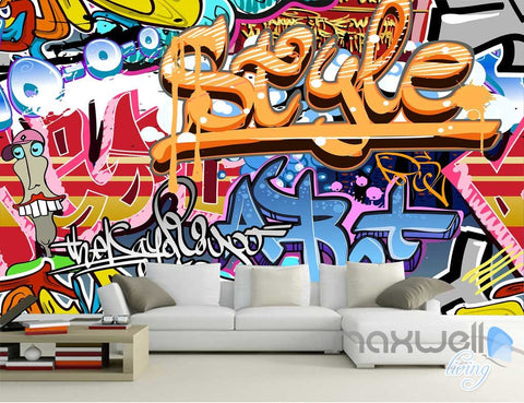 Image of 3D Graffiti Style Wall Art Mural Paper Print Decals Decor Wallpaper IDCWP-TY-000060