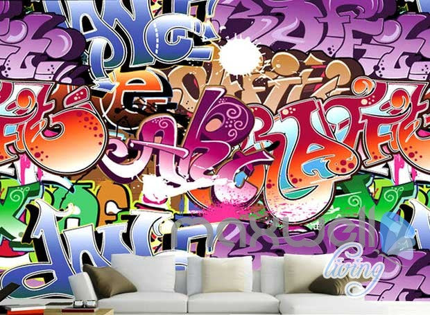 3D Graffiti Art Letters Wall Murals Paper Print Decals Decor Wallpaper IDCWP-TY-000065
