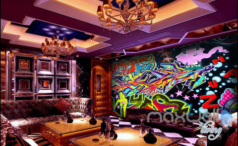 Image of 3D Graffiti Color Art Wall Murals Paper Print Decals Decor Wallpaper IDCWP-TY-000066