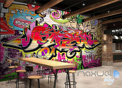 Image of 3D Colorful Cartoon Brick Wall Murals Paper Art Print Decals Decor IDCWP-TY-000076