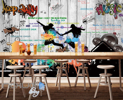 Image of 3D Graffiti Board Music Dancer Wall Murals Wallpaper Wall Art Decals Decor IDCWP-TY-000084
