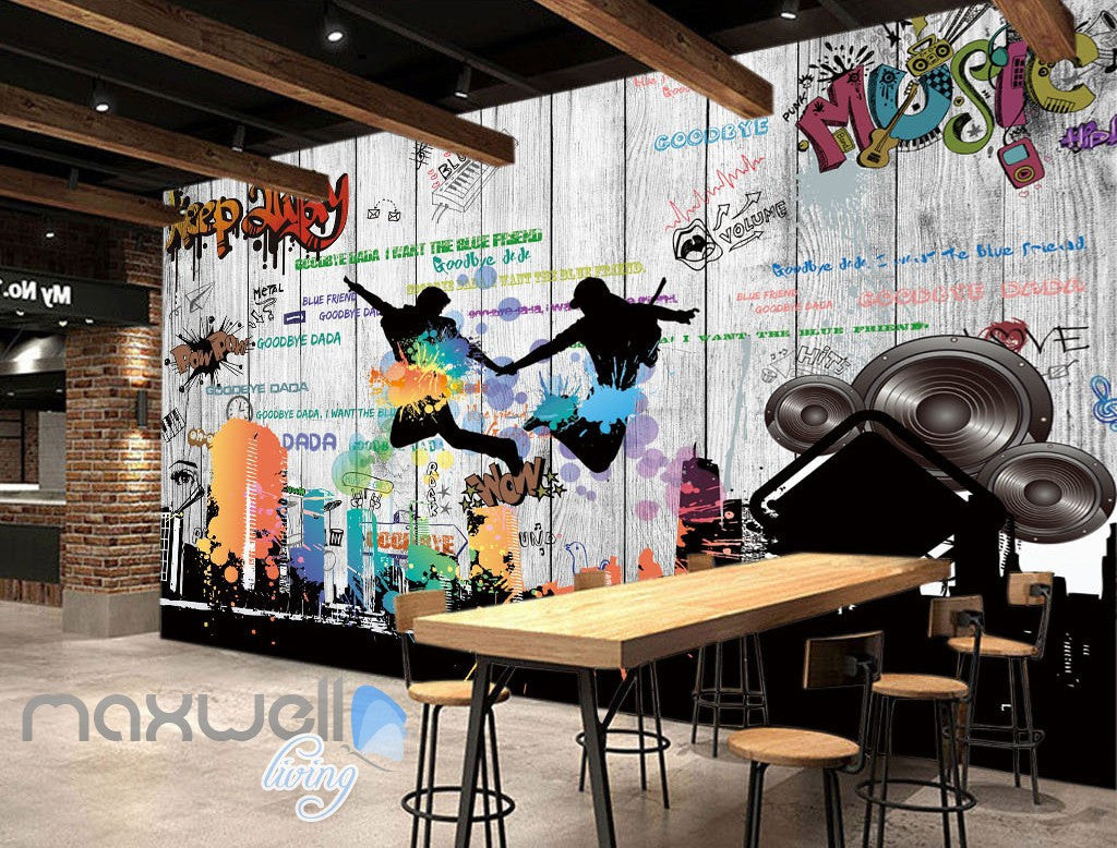 3D Graffiti Board Music Dancer Wall Murals Wallpaper Wall Art Decals Decor IDCWP-TY-000084