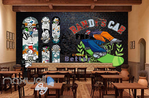3D Graffiti Surfboard Brick Wall Murals Wallpaper Wall Art Decals Decor IDCWP-TY-000085
