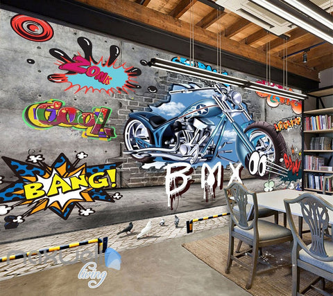 Image of 3D Graffiti Motorbike Break Bang Wall Murals Wallpaper Wall Art Decals Decor IDCWP-TY-000090
