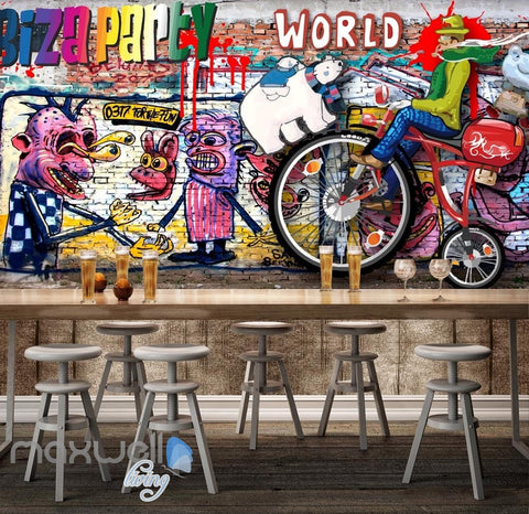 Image of 3D Graffiti Brick Party World Wall Murals Wallpaper Wall Art Decals Decor IDCWP-TY-000093