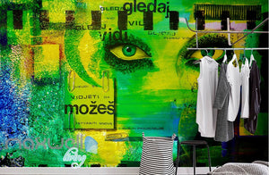 3D Graffiti Eyes Abstract Face Wall Murals Wallpaper Wall Art Decals Decor IDCWP-TY-000094