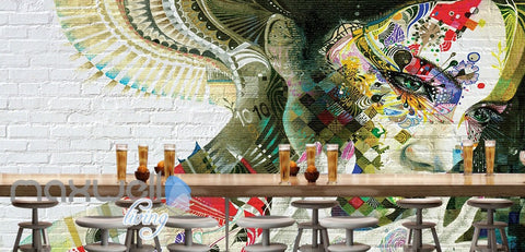 Image of 3D Graffiti Tatoo Girl Wall Murals Wallpaper Wall Art Decals Decor IDCWP-TY-000100