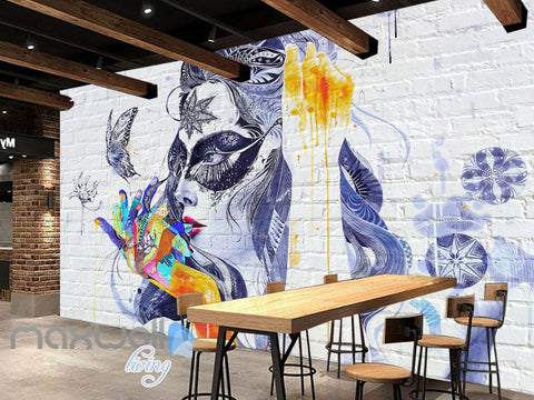 Image of 3D Graffiti Butterfly Lady Wall Murals Wallpaper Wall Art Decals Decor IDCWP-TY-000101