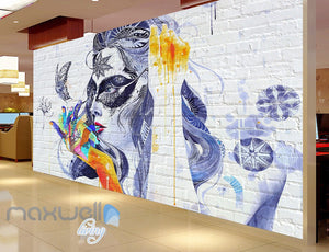 3D Graffiti Butterfly Lady Wall Murals Wallpaper Wall Art Decals Decor IDCWP-TY-000101