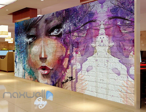 Image of 3D Graffiti Street Girl Wall Murals Wallpaper Wall Art Decals Decor IDCWP-TY-000105