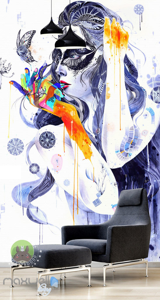 3D Graffiti Retro Lady Butterfly Wall Murals Wallpaper Wall Art Decals Decor IDCWP-TY-000106