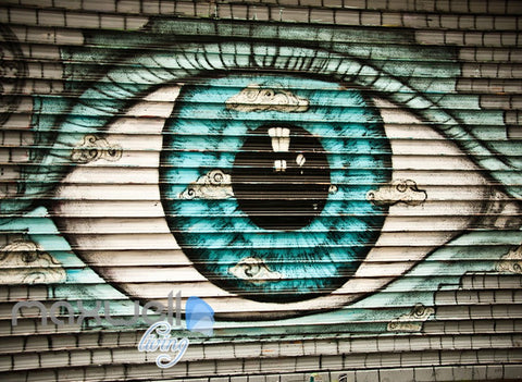 Image of 3D Graffiti Large Eyes Brick Wall Murals Wallpaper Wall Art Decals Decor IDCWP-TY-000109