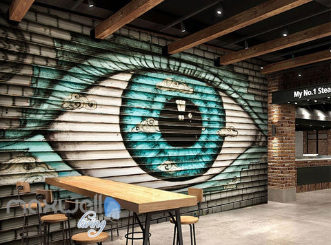 Image of 3D Graffiti Large Eyes Brick Wall Murals Wallpaper Wall Art Decals Decor IDCWP-TY-000109