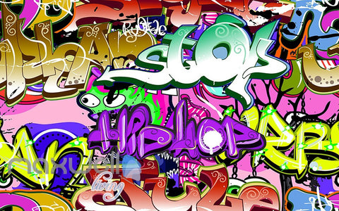Image of 3D Graffiti Letters Abstract Hiphop Wall Murals Wallpaper Wall Art Decals Decor IDCWP-TY-000112