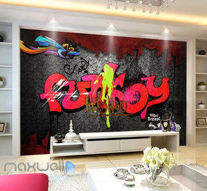 3D Graffiti Red Words Hiphop Wall Murals Wallpaper Wall Art Decals Decor IDCWP-TY-000113
