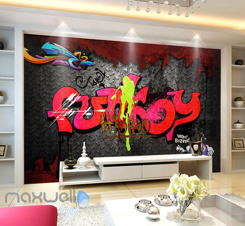 Image of 3D Graffiti Red Words Hiphop Wall Murals Wallpaper Wall Art Decals Decor IDCWP-TY-000113