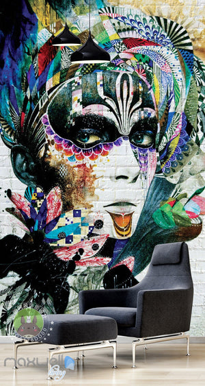 3D Graffiti Retro Lady Painting Bricks Wall Murals Wallpaper Wall Art Decals Decor IDCWP-TY-000115