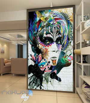 3D Graffiti Retro Lady Painting Bricks Wall Murals Wallpaper Wall Art Decals Decor IDCWP-TY-000115
